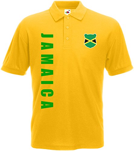 Jamaika Jamaica WM-2022 Polo-Shirt Wunschname Nummer Gelb XXL