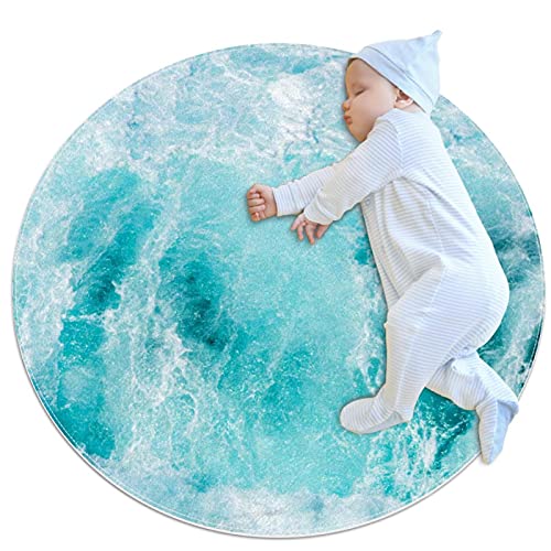Baby-Abenteuer-Teppich Wasserblau Soft Area Teppiche Runde für Schlafzimmer Teppich, Teppich für Wohnzimmer Mädchen Zimmer 80x80cm