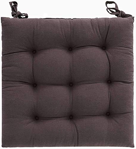 MFLASMF Baumwollkissen, Super Soft Comfort Square Sitzkissen Stuhlkissen mit Krawatten Stuhlkissen Geeignet für das Auto Büro Esszimmer-40x40cm (16x16inch) -Brown