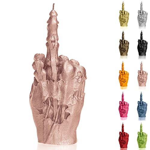 Candellana Kerze in Form eines Mittelfingers | FCK | Höhe: 22 cm | Zombie Hand | Goldrosa | Brennzeit 30h | Kerzengröße gleicht 1:1 Einer realen Hand | Handgefertigt in der EU