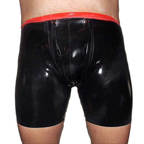 Latex Long Shorts mit Doppel-Reißverschluss/Innenbeutel Size:S