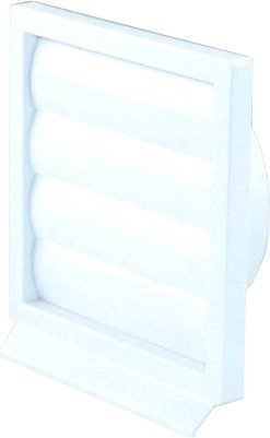 Quellmalz Lüftungsgitter Kunststoff Rundanschluss mit beweglichen Luftklappen, dienen gleizietug als Rückstauklappe für Rohr und Schlauch in weiß ø 150 mm / 225 x 225 mm
