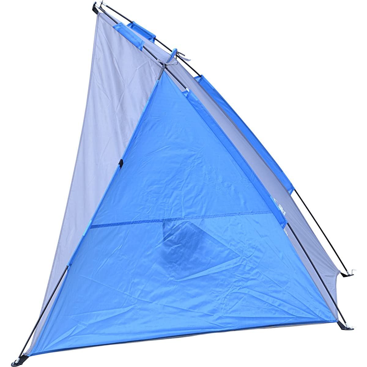 Enero Camp Sun Pop-Up-Strandzelt – Outdoor-Sonnenschutzzelt für 2 Personen – wasserdichtes und UV-beständiges Vordach – Sonnenschutz mit Tragetasche – 200 x 100 x 105 cm – Blau und Grau