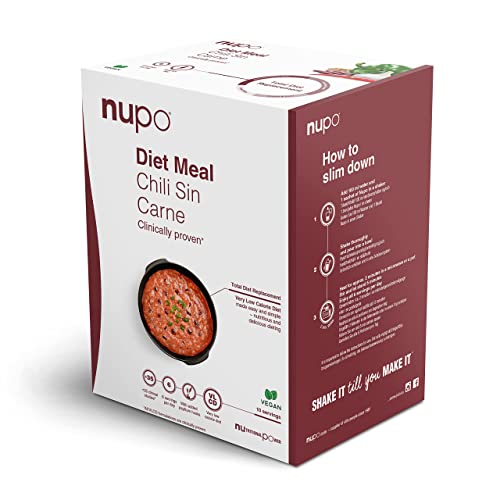 NUPO Diet Meal Chili Sin Carne – Premium Diät-Mahlzeit zum Abnehmen I Kompletter Mahlzeitersatz zum Abnehmen I 10 Portionen I Vegan, glutenfrei, GMO frei