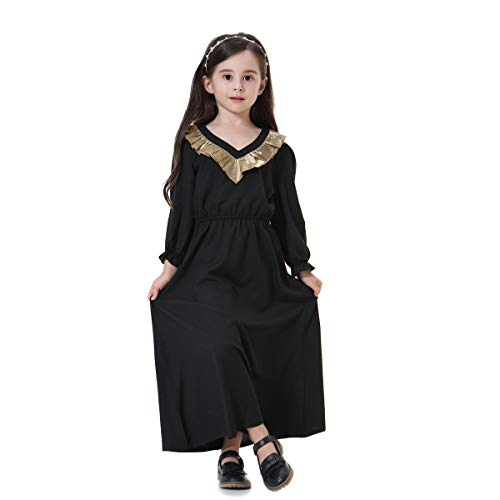 BaronHong moslemisches islamisches arabisches Mädchen Abaya Lange Thobe Kleid Palace stilvoll (schwarz, 150cm)