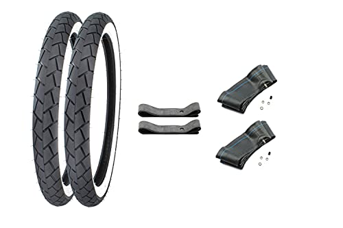6-teiliges Sava Mitas Weißwand Reifen SET 2,25 x 17 Zoll mit Schläuchen und Felgenbändern