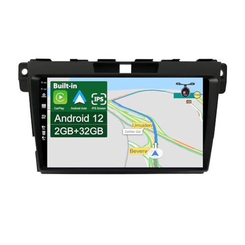 JOYX Android 12 IPS Autoradio Passt für Mazda CX-7 (2008-2015) - Eingebautes CarPlay Android Auto - KOSTENLOS Rückfahrkamera - 2G+32G - 9 Zoll 2 Din - DAB Lenkradsteuerung 4G WiFi Fast-Boot Bluetooth