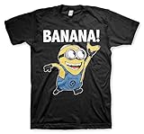 MINIONS Offizielles Lizenzprodukt Banana! Herren T-Shirt (Schwarz), L