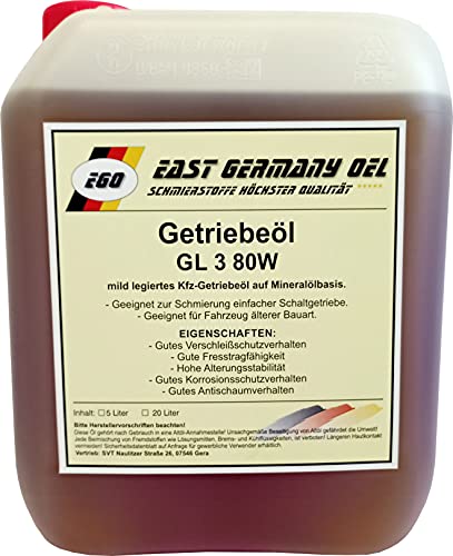 East Germany OIL Getriebeöl GL 3 SAE 80W Kanister 5 Liter