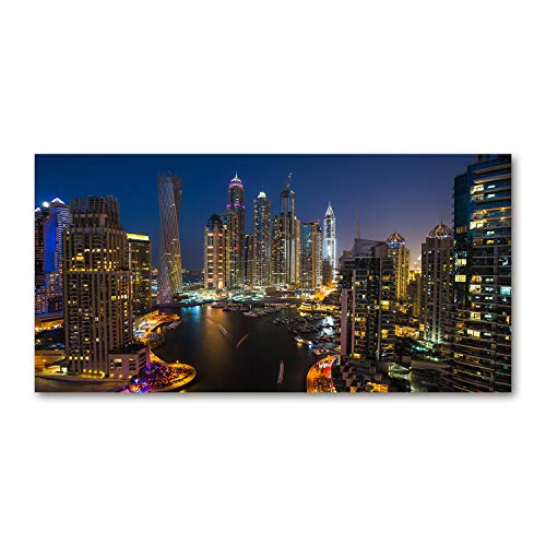 Tulup Glas-Bild 140x70cm - Wandbild Glas Wandkunst - Wandbild gehärtetem Sicherheitsglas - Dekorative Wand Küche Wohnzimmer - Marina in Dubai