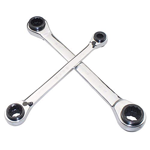 TOOLSTAR Ring-Ratschenschlüssel, 4-in-1 Umschaltknarre, Mehrzweck-Ratschenschlüssel (1 Stück, 17 x 19-22 x 24 mm)
