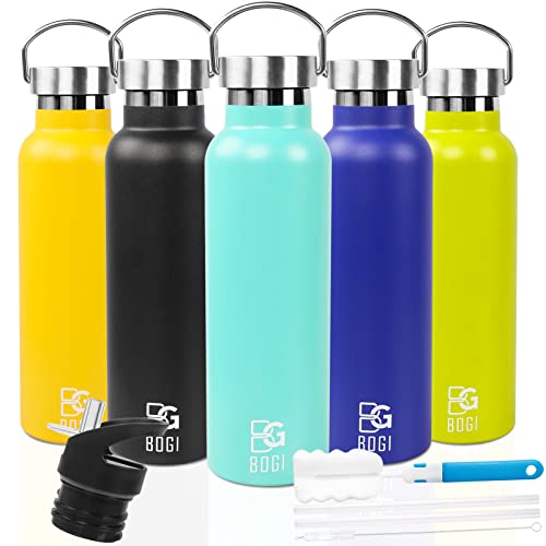 BOGI 600ml Doppelwandige Vakuum Isolierte Edelstahl BPA Frei Vakuumflasche - 24 Stunden kalt und 12 Stunden heiß - für Sport Reisen Camping Wandern
