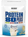 WEIDER Protein 80 Plus Eiweißpulver, Kokosnuss, Low-Carb, Mehrkomponenten Casein Whey Mix für Proteinshakes, 500g