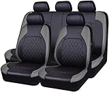 Auto Sitzbezüge Sets für Mitsubishi Eclipse Cross 2018 2019 2020 2021, Wasserdicht Vordersitze Rücksitzschoner Leicht Zu Reinigen Schutz Lederausstattung,A/9pcs Set Grey