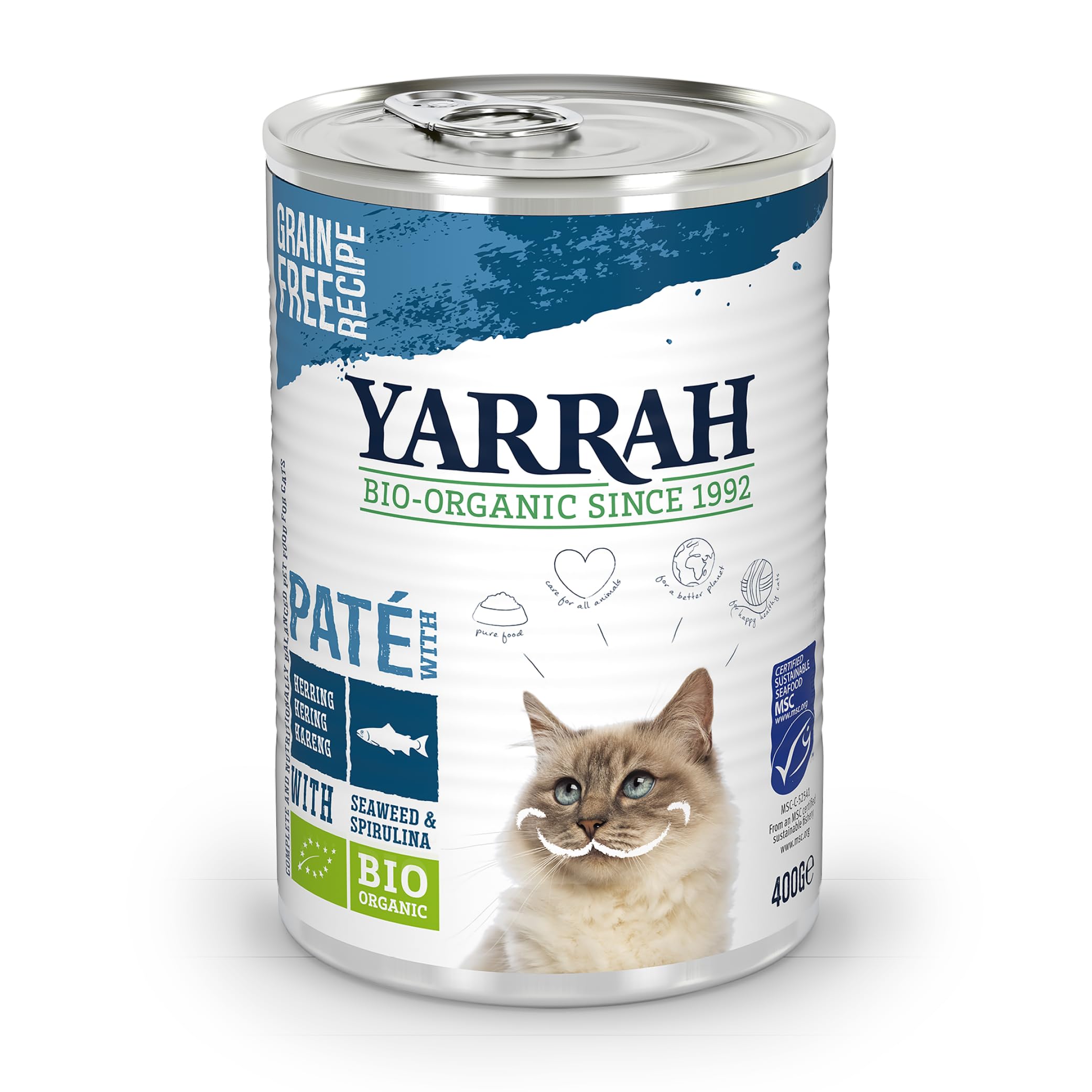 YARRAH Bio Katzenfutter Pate mit Fisch 400 g, 12er Pack (12 x 400 g)