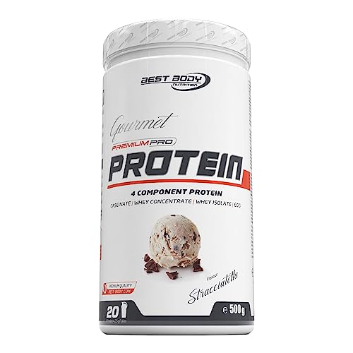 Best Body Nutrition Gourmet Premium Pro Protein, Stracciatella, 4 Komponenten Protein Shake: Caseinat, Whey Konzentrat, Whey Isolat, Eiprotein, 500 g Dose