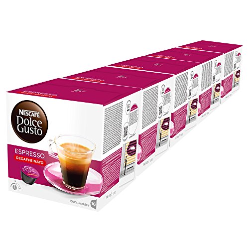 Nescafé Dolce Gusto Espresso Decaffeinato, Entkoffeiniert, Kaffee, Kaffeekapsel, 5er Pack, 5 x 16 Kapseln