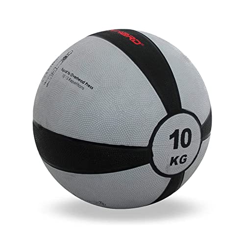 TrainHard Medizinball 1 kg bis 12 kg, Gummi Gewichtsball in 10 Farbig, Professionelle Gymnastikball für Krafttraining, Crossfit und Fitness (10 KG - Grau)