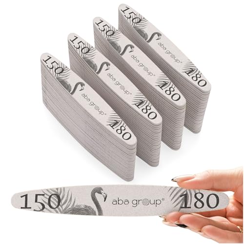 Aba Group Nagelfeilen 150/180 Ellipse Standard Flamingo, Professionell Nagelfeile Set für Nägel, Europäischer Hersteller, 100 Stück