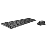 Rapoo 9800M kabelloses Tastatur-Maus Set Wireless Deskset 1600 DPI Sensor wiederaufladbarer Akku flaches Aluminium Design DE-Layout QWERTZ PC & Mac - dark grey