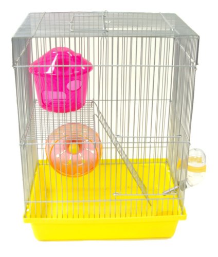 YML doppelt Story Hamster Käfig mit kleinen, Schale und Wasser Flasche, Basis und Räder, Maurerkelle von 8 Zoll von 15 Zoll