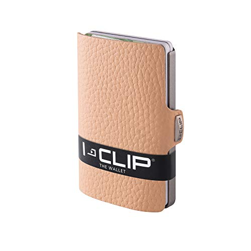 I-CLIP Original Mini Wallet mit Geldklammer - Slim Wallet - Leder Geldbörse - Premium Portemonnaie - Kartenetui - Pure Natur