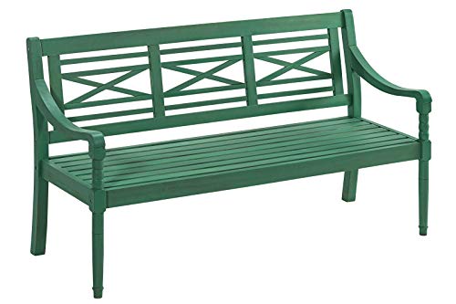 Dehner Gartenbank Emma, 3-Sitzer, 150 x 90 x 60 cm, FSC®-zertifiziertes Akazienholz, dunkelgrün