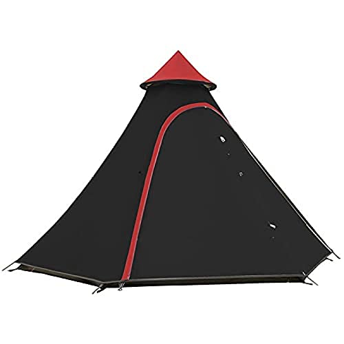 Wasserdichtes Camping-Pyramiden-Tipi-Zelt für Erwachsene, Tipi-Zelt, wasserdicht, doppelschichtig, Indianerzelt, Jurtenzelt, Turmpfosten, Glockenzelt für Familienausflüge im Freien, Schwarz