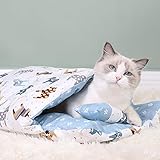 QINGCHU Katzenbett Katzenschlafsack Flauschig Winter Geschlossen Abnehmbare, Waschbare Katzenhöhle Katzenmatte Warm Haustierstreu Haustierbett Für Katzen Hunde