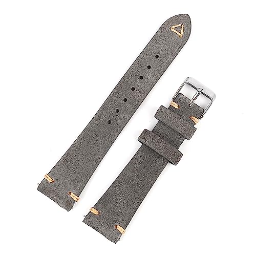 PAKMEZ Wildleder Leder Uhren Band 20/22mm Uhrengurt Ersatz Armband, Grau, 22mm