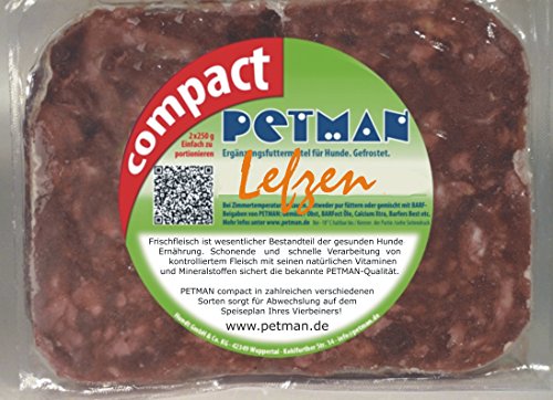 Petman compact Lefzen/Maulfleisch, 22 x 500g-Beutel, Tiefkühlfutter, gesunde, natürliche Ernährung für Hunde, Hundefutter, BARF, B.A.R.F.