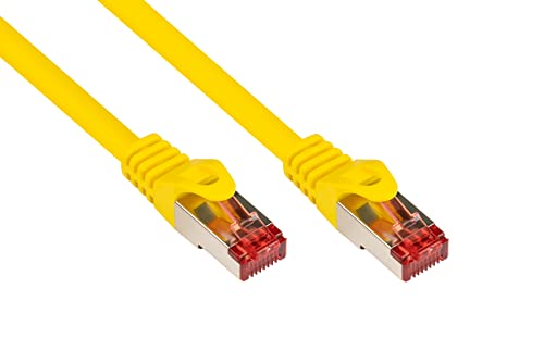 Good Connections Cat. 6 Ethernet LAN Patchkabel mit Rastnasenschutz RNS, S/FTP, PiMF, PVC, 250Mhz, Gigabit-fähig (10/100/1000-Base-T Ethernet Netzwerke), für Patchfelder, Patchpanels, Switch, Router, Modems, gelb, 15m