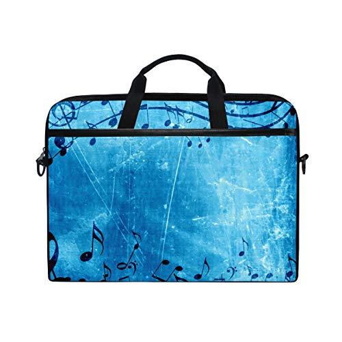 LUNLUMO Laptop- und Tablet-Hülle mit Musiknoten, blaues Muster, 38,1 cm (15 Zoll), strapazierfähig, für Business/Uni/Damen/Herren