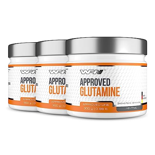 WFN Approved Glutamine - L-Glutamin Pulver vegan - 3x 300g Dose - Glutamin Ultrapure - Hochdosiert & Geschmacksneutral - Ohne Zusätze - 180 Portionen - Made in Germany - Extern laborgeprüft
