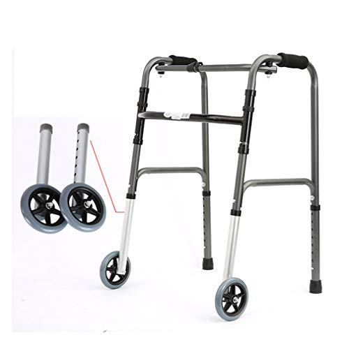Robuste geriatrische Gehhilfe für ältere Menschen, faltbar mit 2 Rädern, rollenden Rollatoren – höhenverstellbare Mobilitätshilfe, Gehhilfe, Gehhilfe
