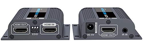 PremiumCord HDMI Extender in 50 m Entfernung über EIN Cat6 / 6a / 7-Patchkabel, EDID-Einstellungen, lokaler HDMI-Ausgang, Full HD 1080p-Videoauflösung