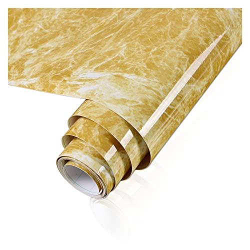 QSBVSO Marmor wasserdichtes Vinyl Selbstkleber Tapetenaufkleber modernes Papier Compatible With Küchenschrank Wohnzimmer Wandaufkleber Film Film (Color : Gold Yellow, Size : 60cm x 5m)