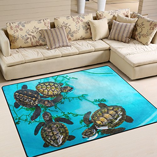 Use7 Old Sea Schildkröten-Teppich, für Wohnzimmer, Schlafzimmer, Textil, Mehrfarbig, 160cm x 122cm(5.3 x 4 feet)