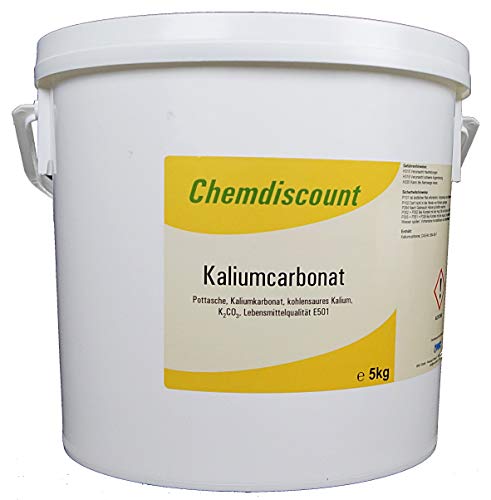 Kaliumcarbonat Pottasche E501 Lebensmittelqualität 5 kg im stabilen Eimer versandkostenfrei!