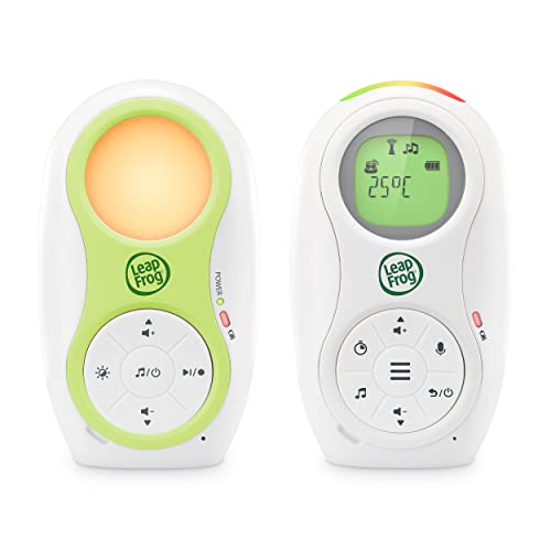 LeapFrog LF80 Audio-Babyphone mit zwei Akkus, Temperatursensor, Erinnerungsfunktion, Geräuschanzeiger, sicherer Übetragung, langer Reichweite, Nachtlicht, Stimmaufnahme