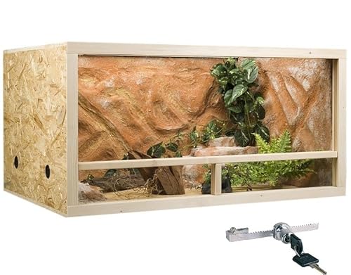 OSB Terrarium, Holzterrarium 120x60x60 cm mit Seitenbelüftung, Zierleistenset:mit Zierleistenset, Sicherheitspaket:mit Sicherheitspaket