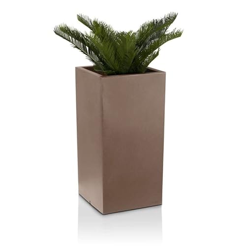 Pflanzkübel DECORAS Kunststoff Blumenkübel - Farbe: Cappuccino matt - robuster, UV-beständiger, wetterfester & frostsicherer Blumentopf für den Garten - TÜV-geprüfte Qualität