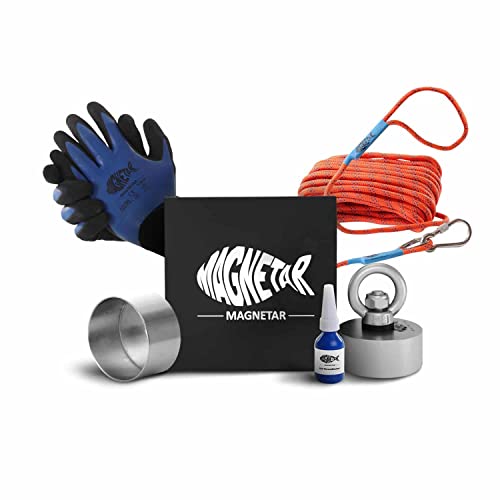 Magnetar - Vismagneet Set voor Kinderen - 280kg Magneet - Pakket inclusief Touw, Handschoenen, Beschermhoes & Borglijm - Perfecte Kit voor Magneetvissen…