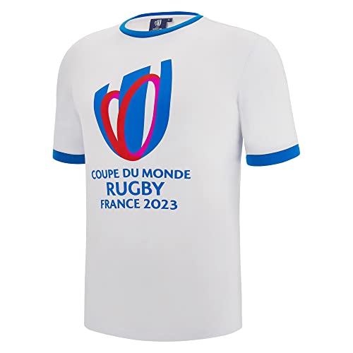 Macron T-Shirt für Erwachsene, Rugby World Cup 2023, offizielles Lizenzprodukt, Blanc, 58