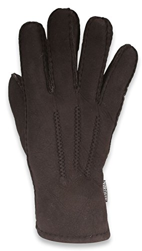 Nordvek Herren-Handschuhe, dick, 100% echtes Schaffell Gr. X-Large, dark chocolate