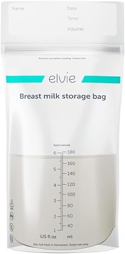 Elvie Muttermilch-Aufbewahrungsbeutel, 100 Stück, zum Einfrieren und Warmhalten von Muttermilch, zu Hause oder unterwegs, 100 x 170 ml, auslaufsichere Muttermilch-Aufbewahrungsbeutel, hygienischer