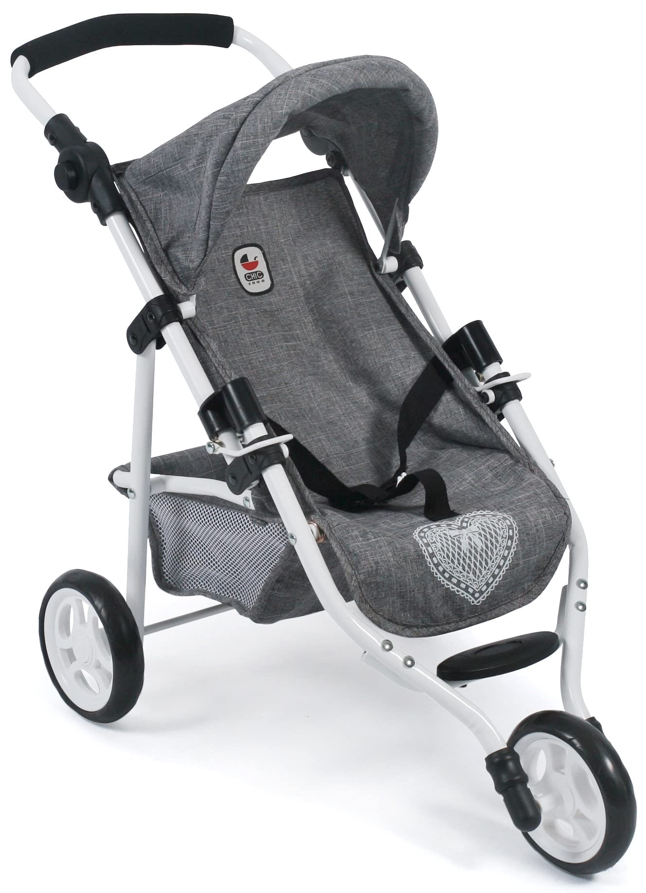 Bayer Chic 2000 - Puppenbuggy Lola, Jogging-Buggy, Puppenjogger, Puppenwagen, Jeans grau