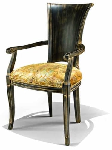Casa Padrino Luxus Barock Esszimmer Stuhl mit Armlehnen Gold/Antik Schwarz - Made in Italy