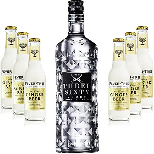 Moscow Mule Set - Three Sixty Vodka 0,7l 700ml (37,5% Vol) + 6x Fever Tree Ginger Beer 200ml - Inkl. Pfand MEHRWEG