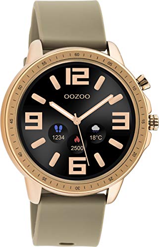Oozoo Unisex Smartwatch mit Silikonband Rosegoldfarben/Taupe 45 MM Q00302
